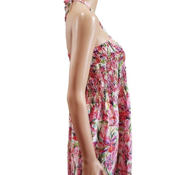 NWT Gypsie Blue Tie Around Neck Floral Maxi Dress SMALL - Picture 5 of 12